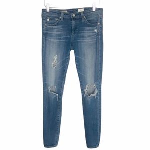 AG Adriano Goldschmied The Legging Super Skinny Ankle Jeans Sz 27 Distressed
